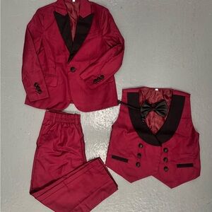 Kids Formal Burgundy Suit Set